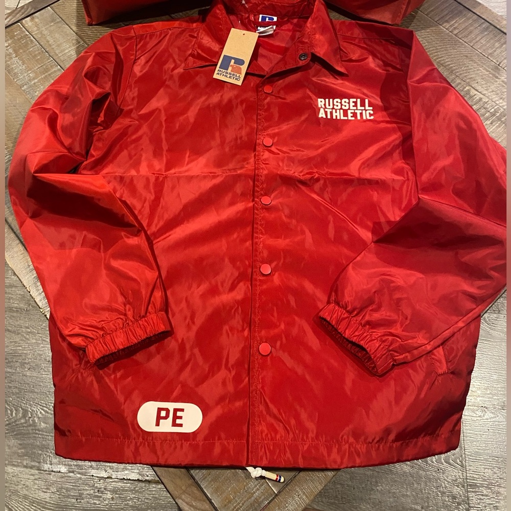 Russell Athletic Bright Red Coach-Style Windbreaker